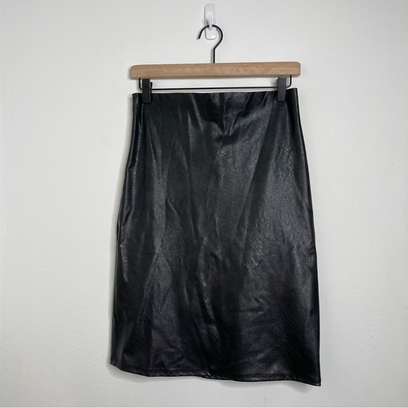 COMMANDO Black Faux Leather Pencil Midi Skirt Size L Lined Revolve - Picture 6 of 16